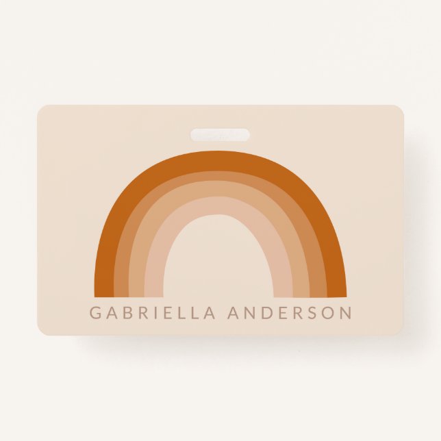 Abstrakt Boho 70er Rainbow Terracotta Personalisie Ausweis (Vorderseite)