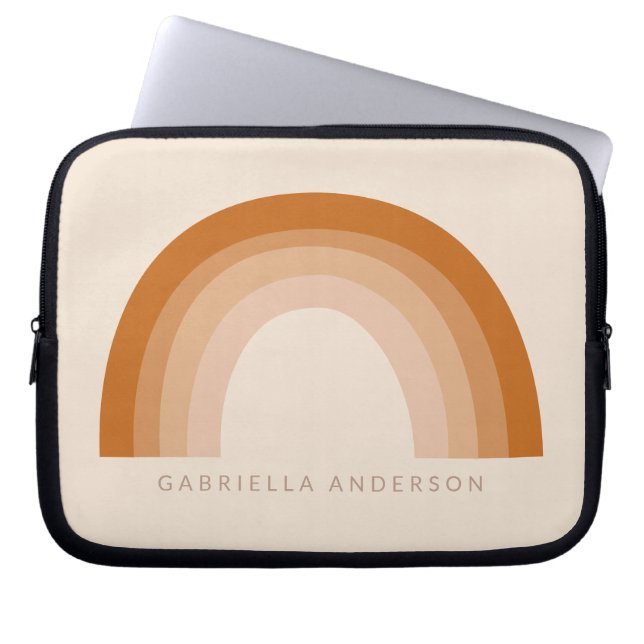Abstrakt Boho 70er Rainbow Terracotta Personalisie Laptopschutzhülle (Vorderseite)