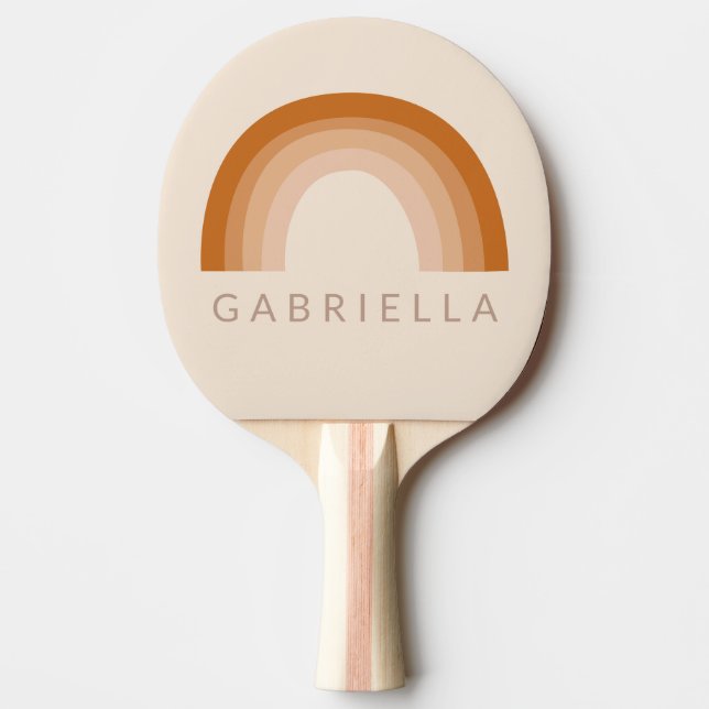 Abstrakt Boho 70er Rainbow Terracotta Personalisie Tischtennis Schläger (Vorderseite)