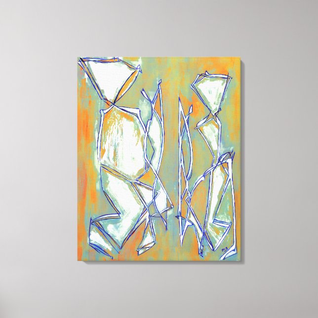 Abstrakt Boho Chic Couple Colorful Orange White Leinwanddruck (Vorderseite)