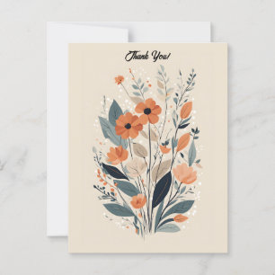 Abstrakt Boho Floral Danke Postkarte