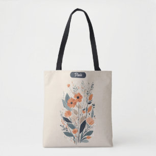 Abstrakt Boho Floral Raw Sienna und Lachs Tasche