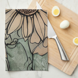 Abstrakt Boho Floral Sage und Beige Geschirrtuch