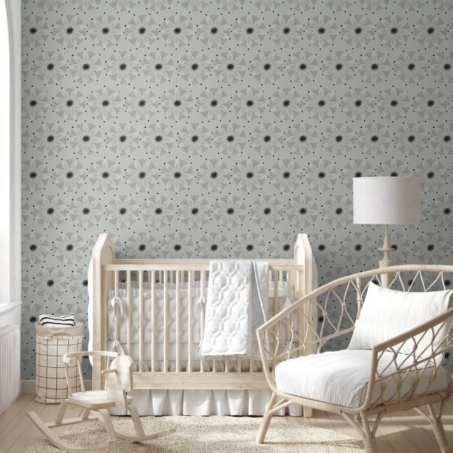 Abstrakt Boho Floral Shapes Doodles Tapete (Kinder)