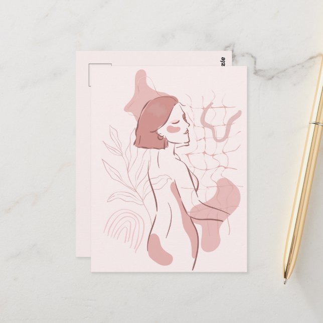 Abstrakt Boho Illustration Postkarte (Vorderseite/Rückseite Beispiel)