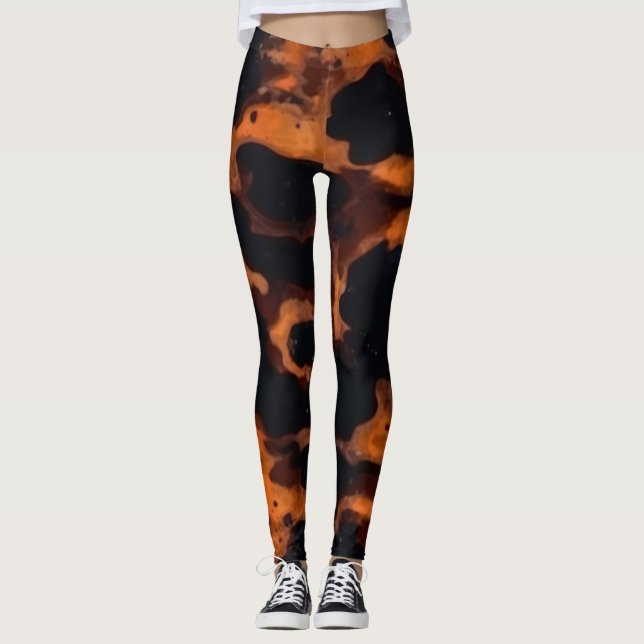 Abstrakt-braun-schwarze Textur-Chic-TortoiseShell Leggings (Vorderseite)