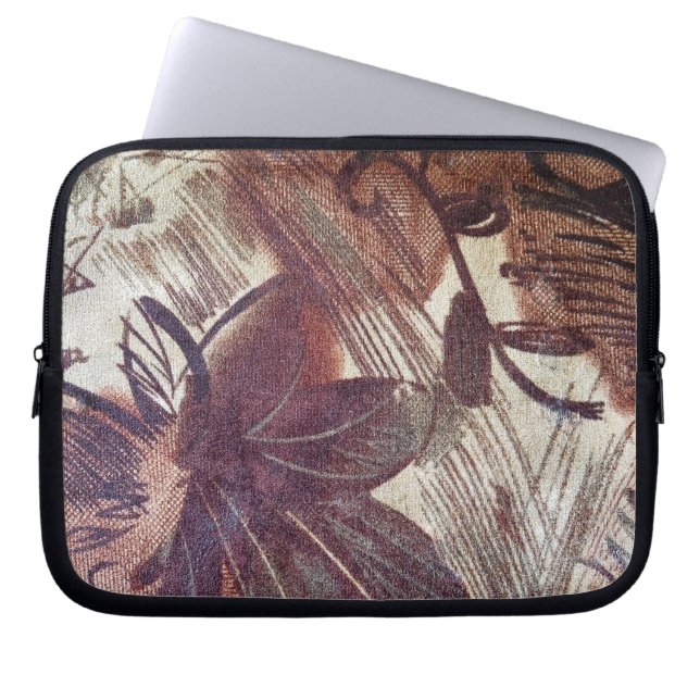 Abstrakt-braune Blumenmuster 1 Laptopschutzhülle (Vorderseite)