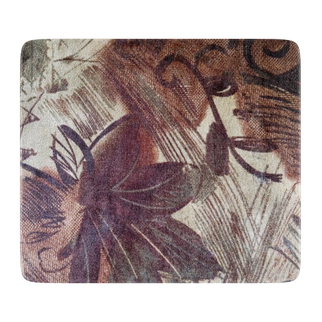 Abstrakt-braune Blumenmuster 1 Schneidebrett (Vorderseite)