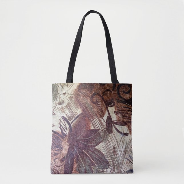 Abstrakt-braune Blumenmuster 1 Tasche (Vorderseite)