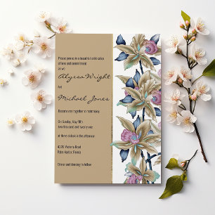 Abstrakt-braune rosa-blaue aquamarine Blumenzehen Einladung