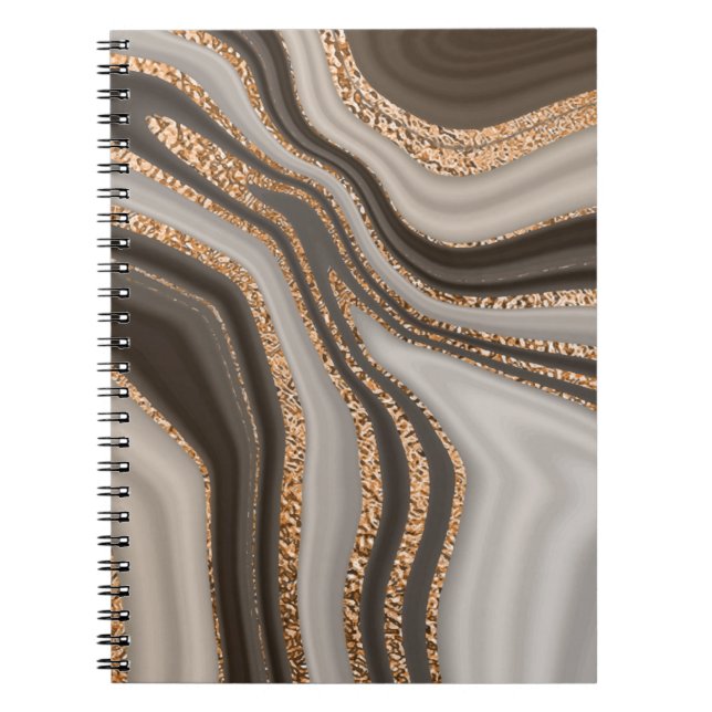 Abstrakt-brauner Marmor mit goldener Textur Notizblock (Vorderseite)