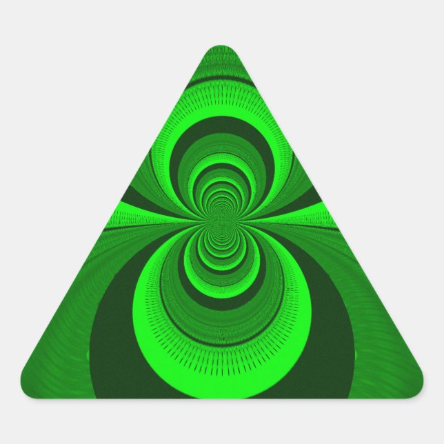 Abstrakt Bright Green Groovy Kaleidoscope Muster Dreieckiger Aufkleber (Vorderseite)