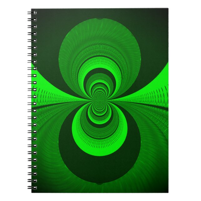 Abstrakt Bright Green Groovy Kaleidoscope Muster Notizblock (Vorderseite)