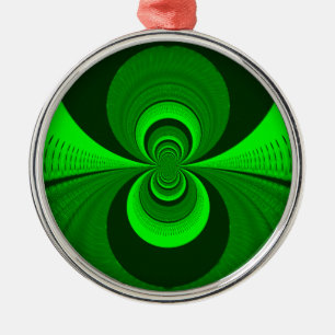 Abstrakt Bright Green Groovy Kaleidoscope Muster Ornament Aus Metall