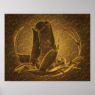 Abstrakt Brown Rosenknospe Art Floral Print Poster