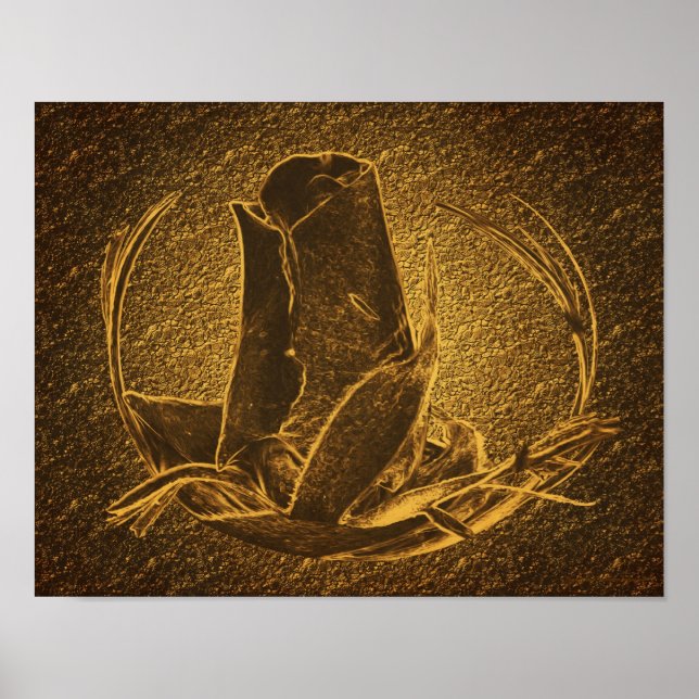 Abstrakt Brown Rosenknospe Art Floral Print Poster (Vorne)
