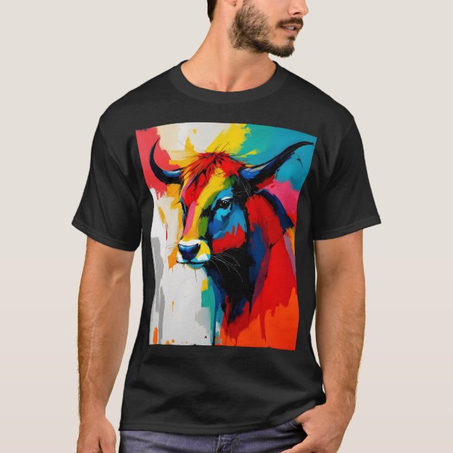 abstrakt Bull im Stil der 1960er Jahre T-Shirt (Vorderseite)