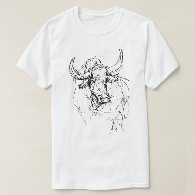 Abstrakt Bull Portrait Sketch T-Shirt (Design vorne)