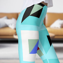 Abstrakt Cadet Blue Mosaic Muster Leggings