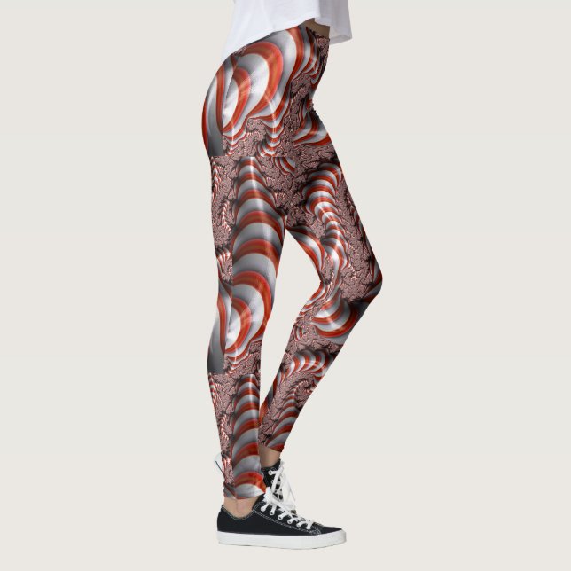 Abstrakt Candy Cane Weihnachten Gemusterte Legging Leggings (Rechts)