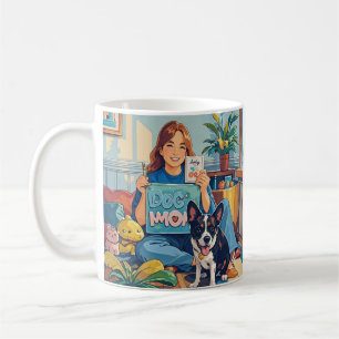 Abstrakt Cartoon Hund Mama Welpe Kaffeetasse