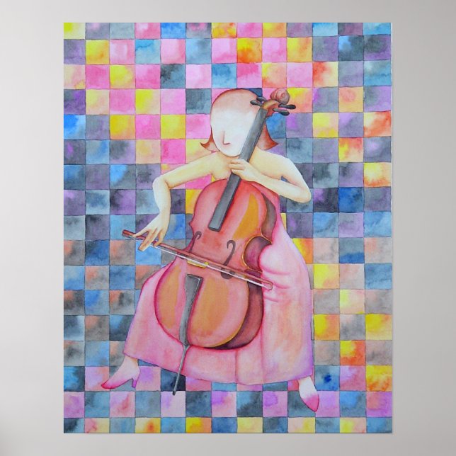 Abstrakt Cello Female Poster (Vorne)