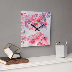 Abstrakt Cherry Blossom Quadratische Wanduhr