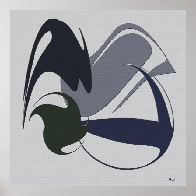 Abstrakt Chic: Blauer Mond Poster (Vorne)