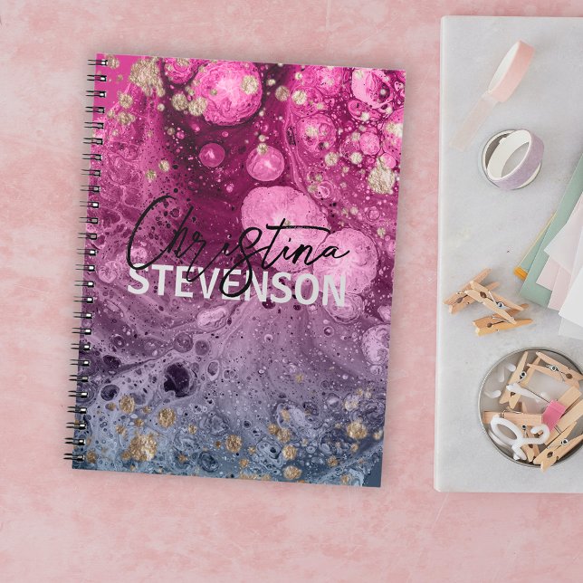 Abstrakt Chic Luxury Glam Marmor Pour Pour Paint Notizblock (Von Creator hochgeladen)