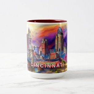 Abstrakt Cincinnati Skyline Zweifarbige Tasse