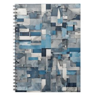 Abstrakt Collage Notebook - Shades of Blue and Gre Notizblock