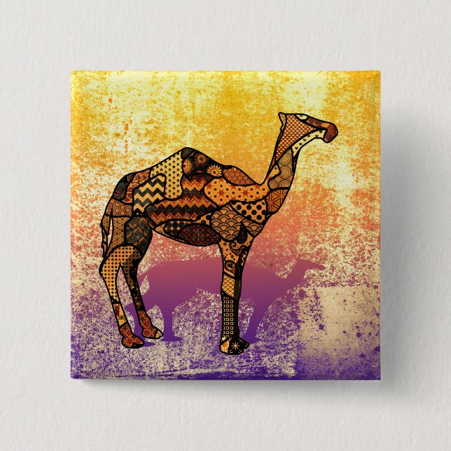Abstrakt Collage Ozzy die Camel-ID102 Button (Vorderseite)