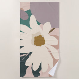 Abstrakt Daisy Floral Foliage Modern Strandtuch