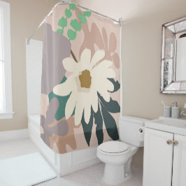 Abstrakt Daisy Floral Foliage Moderne Wohngestaltu Duschvorhang