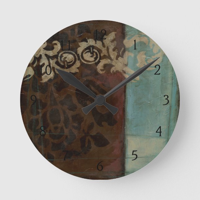 Abstrakt Damask Tapestry von Jennifer Goldberger Runde Wanduhr (Vorderseite)
