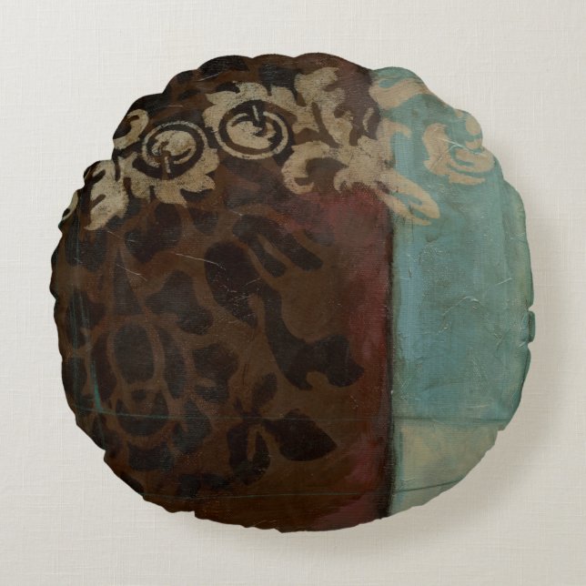 Abstrakt Damask Tapestry von Jennifer Goldberger Rundes Kissen (Vorderseite)