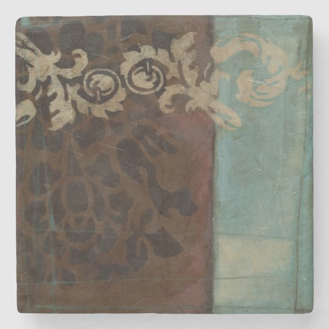 Abstrakt Damask Tapestry von Jennifer Goldberger Steinuntersetzer (Vorderseite)