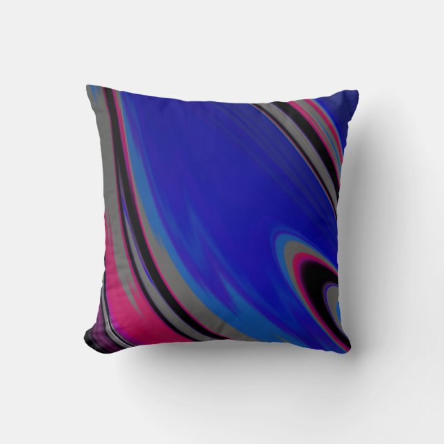 Abstrakt Dark Blue Gray Magenta Fraktal Kissen (Vorderseite)