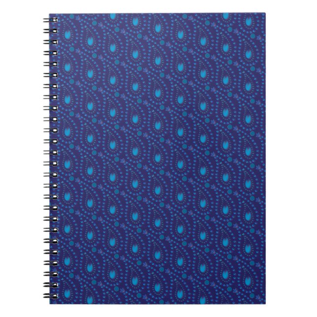Abstrakt Dark Blue Paisley Tulip Blumenmuster Notizblock (Vorderseite)