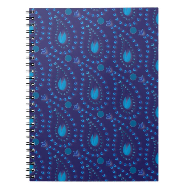 Abstrakt Dark Blue Paisley Tulip Blumenmuster Notizblock (Vorderseite)