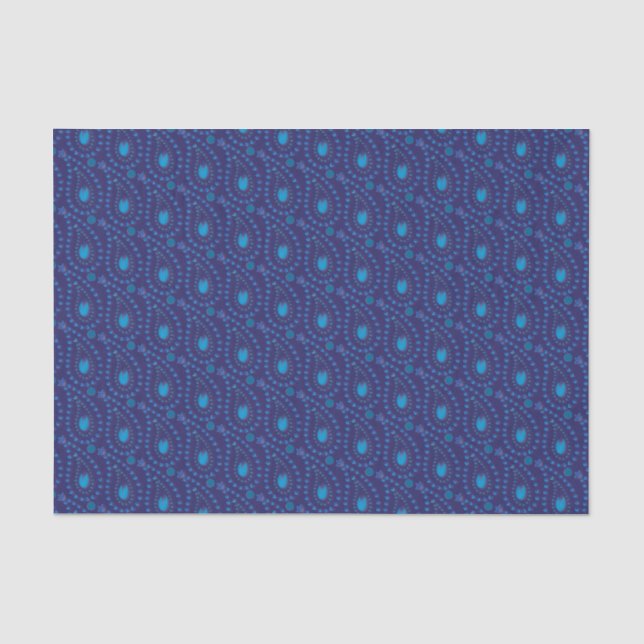 Abstrakt Dark Blue Paisley Tulip Blumenmuster Seidenpapier (Vorderseite)