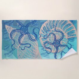 Abstrakt Deep Blue Sea Print Beach Handtuch