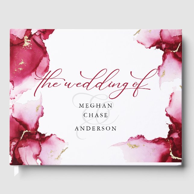 Abstrakt Deep Crimson Rosa Red Geode Gästebuch (Vorderseite)