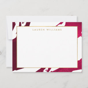 Abstrakt Deep Ruby Red Brushstrikes Flat Notecard Mitteilungskarte