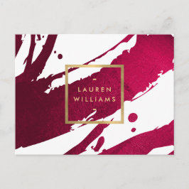 Abstrakt Deep Ruby Red Brushstrikes Postkarte