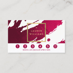 Abstrakt Deep Ruby Red Brushstrokes Loyalty Card Treuekarte
