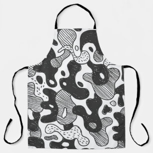 Abstrakt Doodle Camouflage Black Style Schürze
