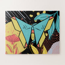 Abstrakt & Doodle Farbenfrohe Blume Schmetterling 