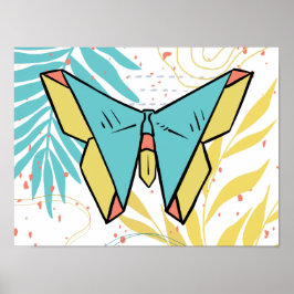 Abstrakt & Doodle Farbenfrohe Blume Schmetterling Poster