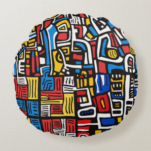 abstrakt doodle modern rundes kissen